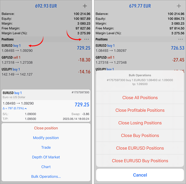 ポジションの一括決済 ポジションの一括決済